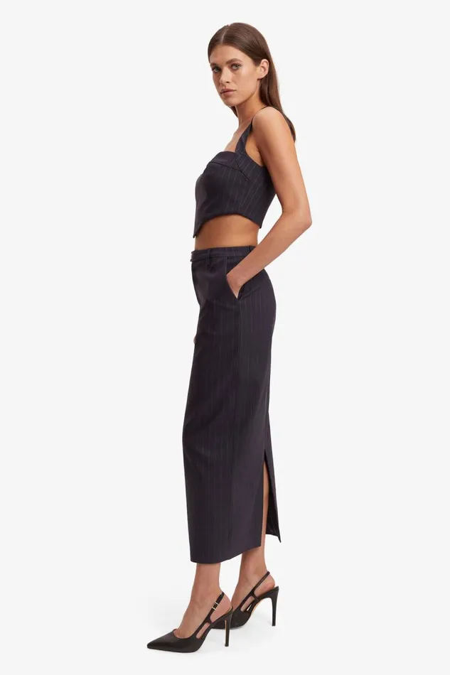 Women Bardot Skirts Sian Pin Stripe Maxi Skirt In Navy Pinstripe Women Bardot Skirts Sian Pin Stripe Maxi Skirt In Navy Pinstripe
