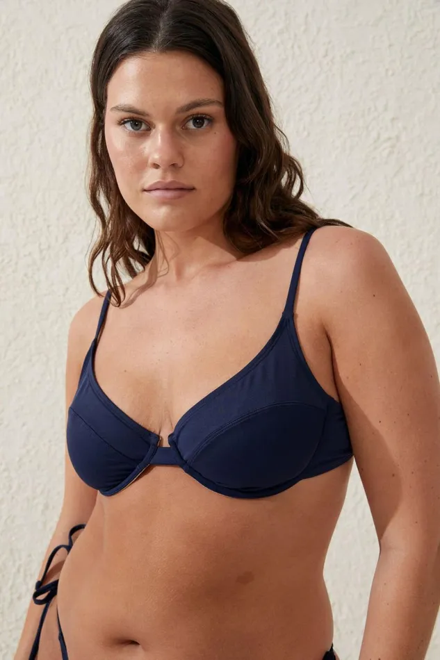 Women Bikinis Cotton On Balconette Bra Bikini Top Midnight