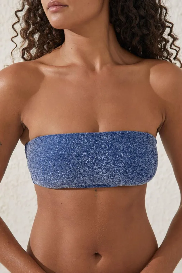 Women Bikinis Cotton On Bandeau Bikini Top Lapis Blue Metallic Women Bikinis Cotton On Bandeau Bikini Top Lapis Blue Metallic