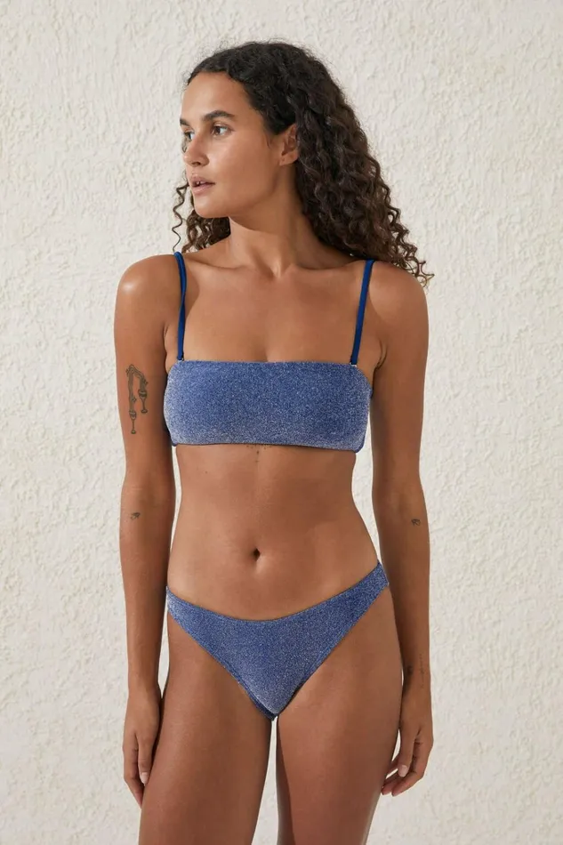 Women Bikinis Cotton On Bandeau Bikini Top Lapis Blue Metallic Women Bikinis Cotton On Bandeau Bikini Top Lapis Blue Metallic