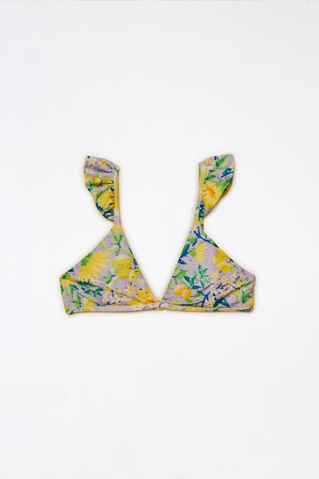 Women Bikinis Farm Rio Lemon Dream Ruffle Bikini Top