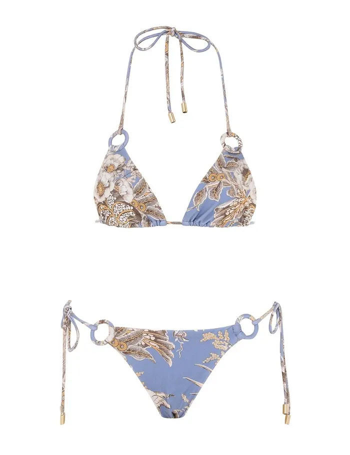 Women Bikinis Zimmermann Ottie Ring Tie Bikini Blue Floral