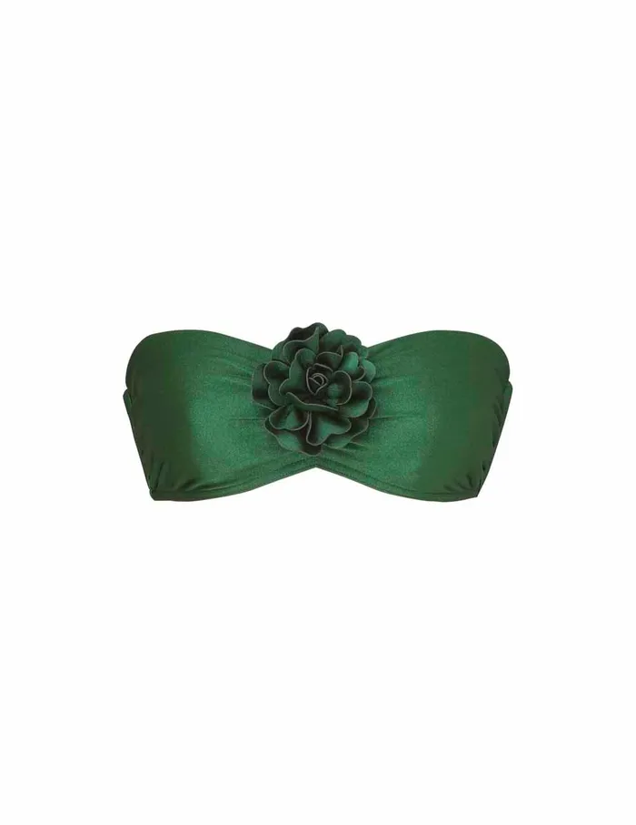 Women Bikinis Zimmermann Waverly Flower Bandeau Bra Emerald
