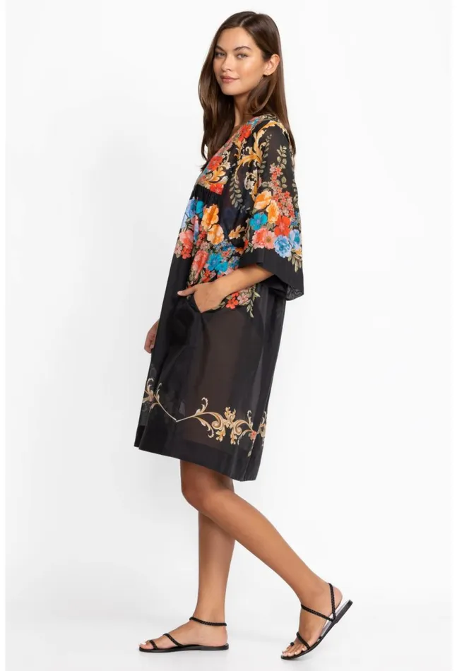 Women Black Royal Easy Coverup Dress Multi Johnny Was Swim and Resort