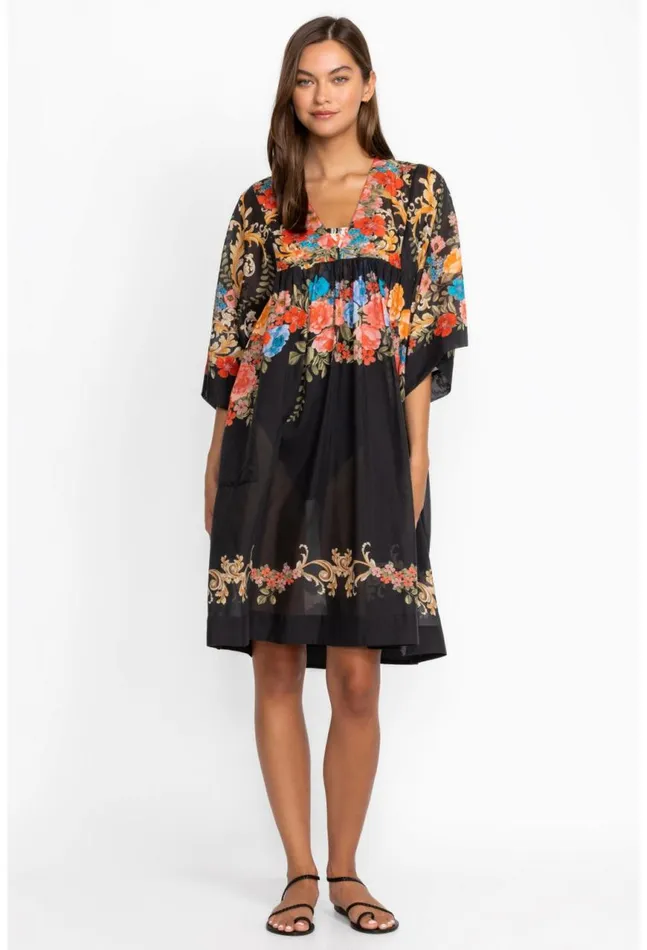 Women Black Royal Easy Coverup Dress Multi Johnny Was Swim and Resort