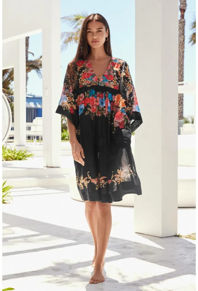 Women Black Royal Easy Coverup Dress Multi Johnny Was Swim and Resort
