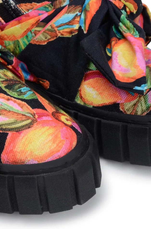 Women Boots and Sneakers Farm Rio Black Cashew Mule Sneaker With Bow