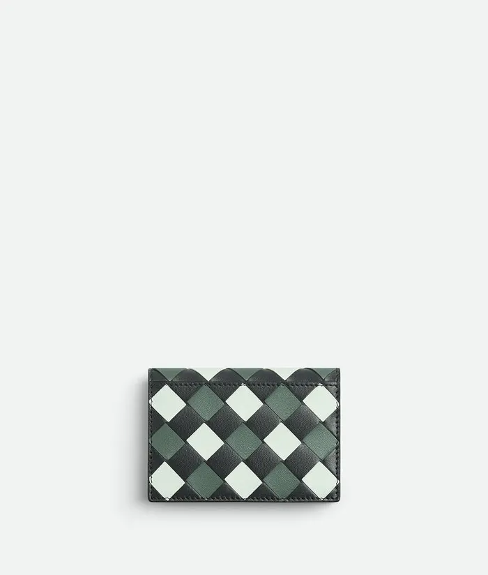 Women Bottega Veneta Card Cases Intrecciato Business Card Case Ardoise Glacier Aloe