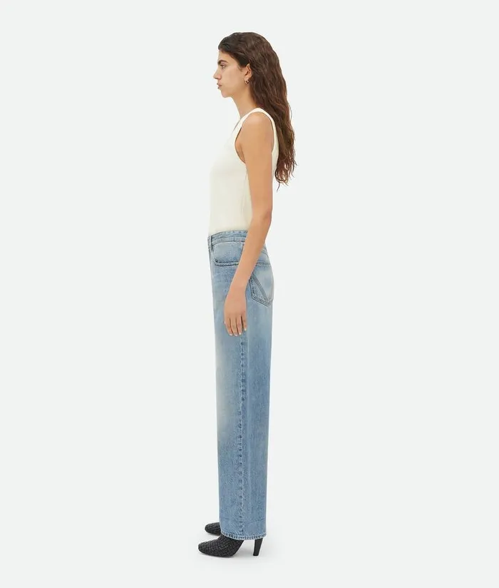 Women Bottega Veneta Denim Vintage Medium Indigo Turned Up Denim Mid Blue