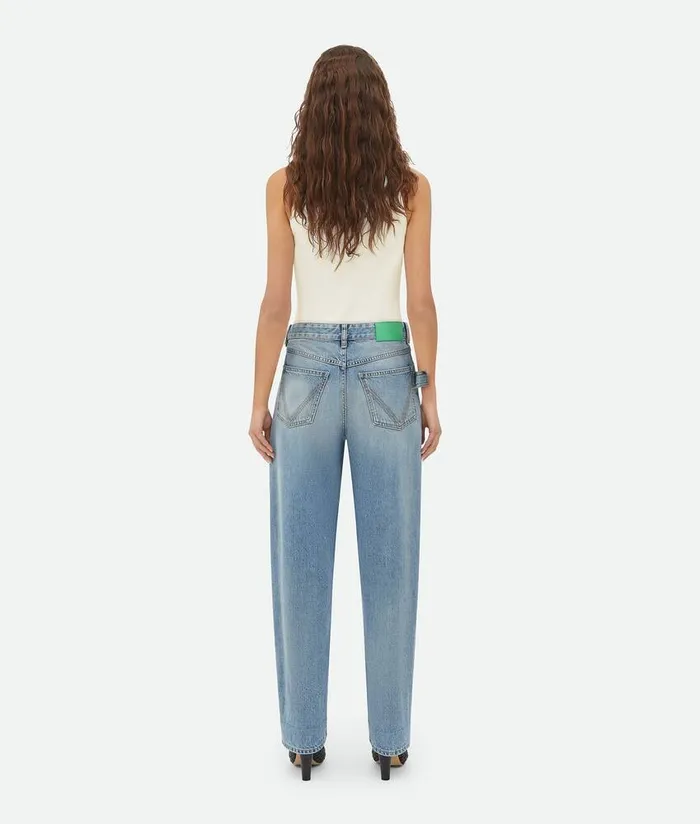 Women Bottega Veneta Denim Vintage Medium Indigo Turned Up Denim Mid Blue