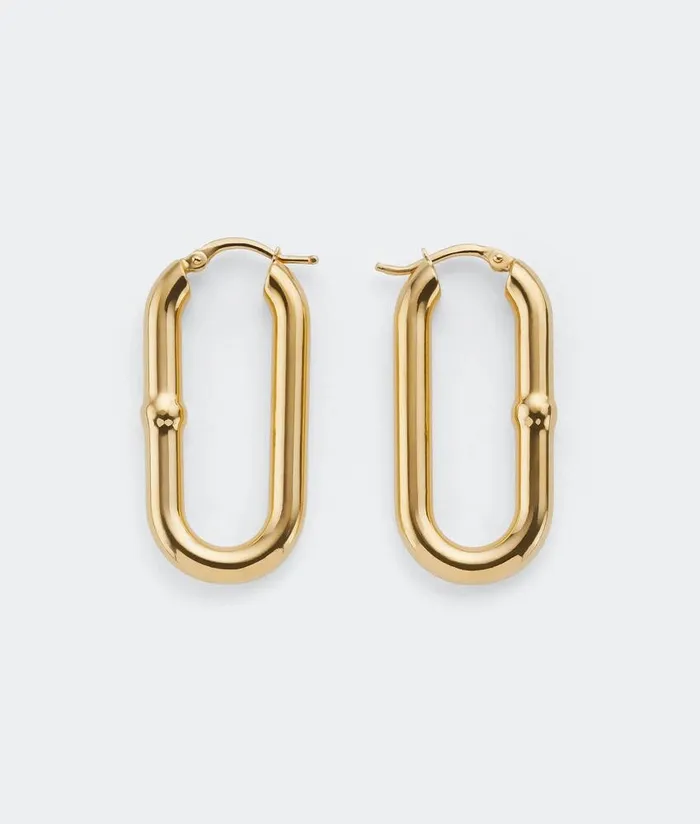 Women Bottega Veneta Earrings Chain Hoop Earrings Yellow Gold