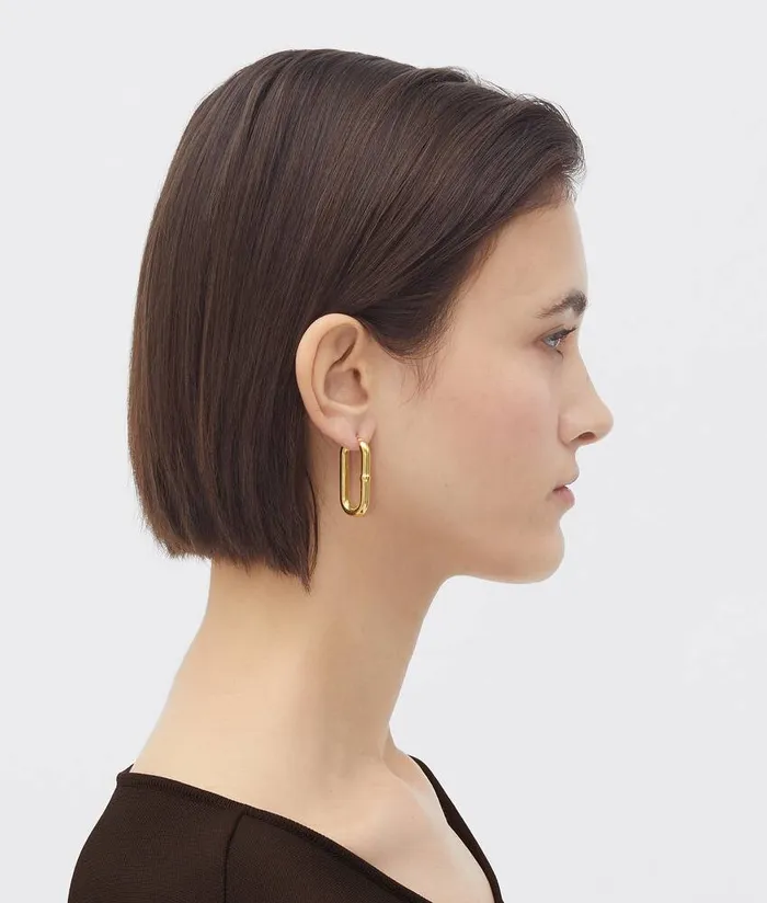 Women Bottega Veneta Earrings Chain Hoop Earrings Yellow Gold
