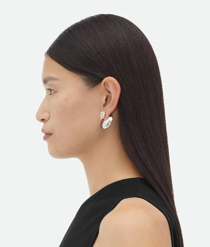 Women Bottega Veneta Earrings Concave Earrings Silver