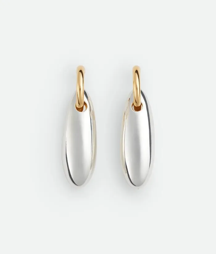 Women Bottega Veneta Earrings Ellipse Large Earrings Silveryellow Gold