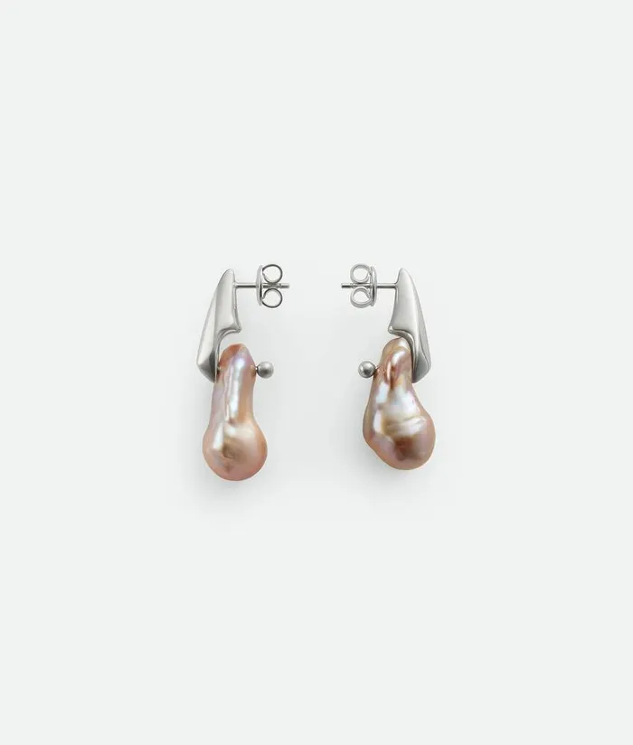 Women Bottega Veneta Earrings Large Pearl Earrings Natural Pink