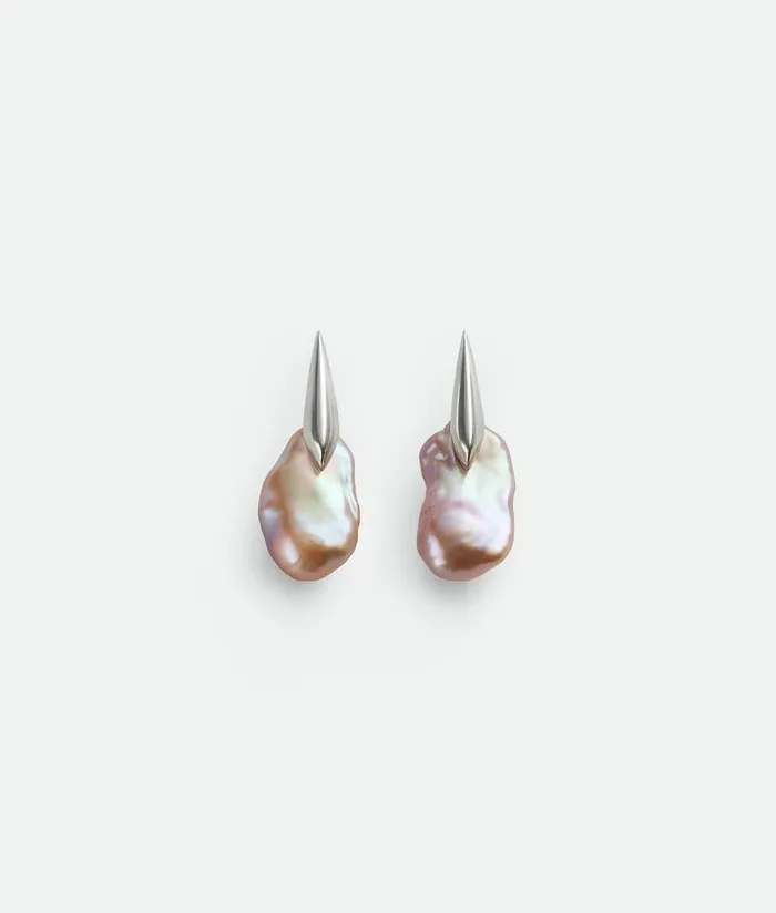Women Bottega Veneta Earrings Large Pearl Earrings Natural Pink