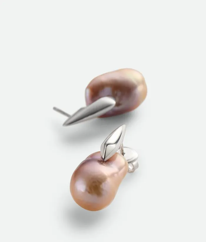 Women Bottega Veneta Earrings Large Pearl Earrings Natural Pink