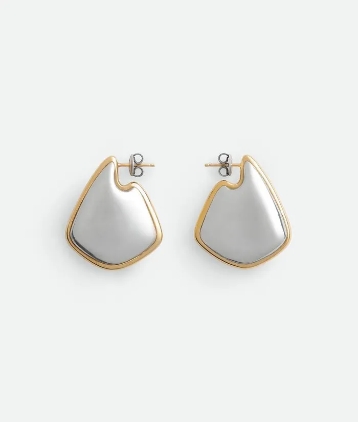 Women Bottega Veneta Earrings Small Fin Earrings Silveryellow Gold