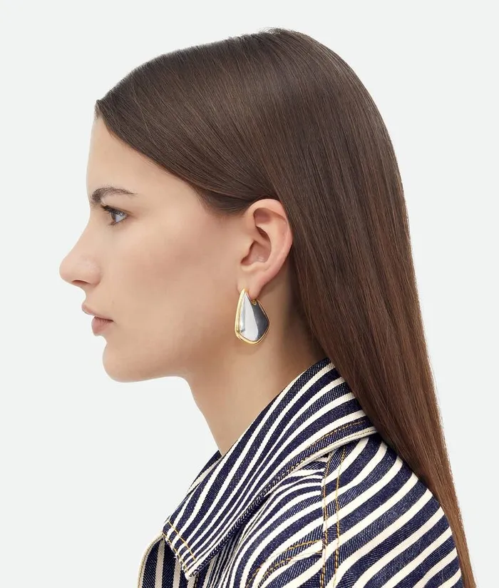 Women Bottega Veneta Earrings Small Fin Earrings Silveryellow Gold