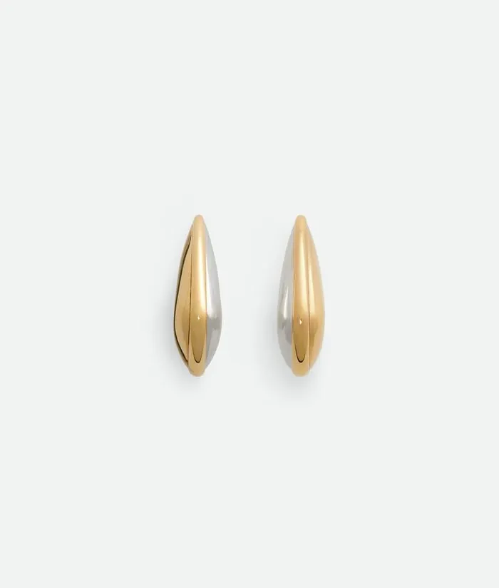 Women Bottega Veneta Earrings Small Fin Earrings Silveryellow Gold
