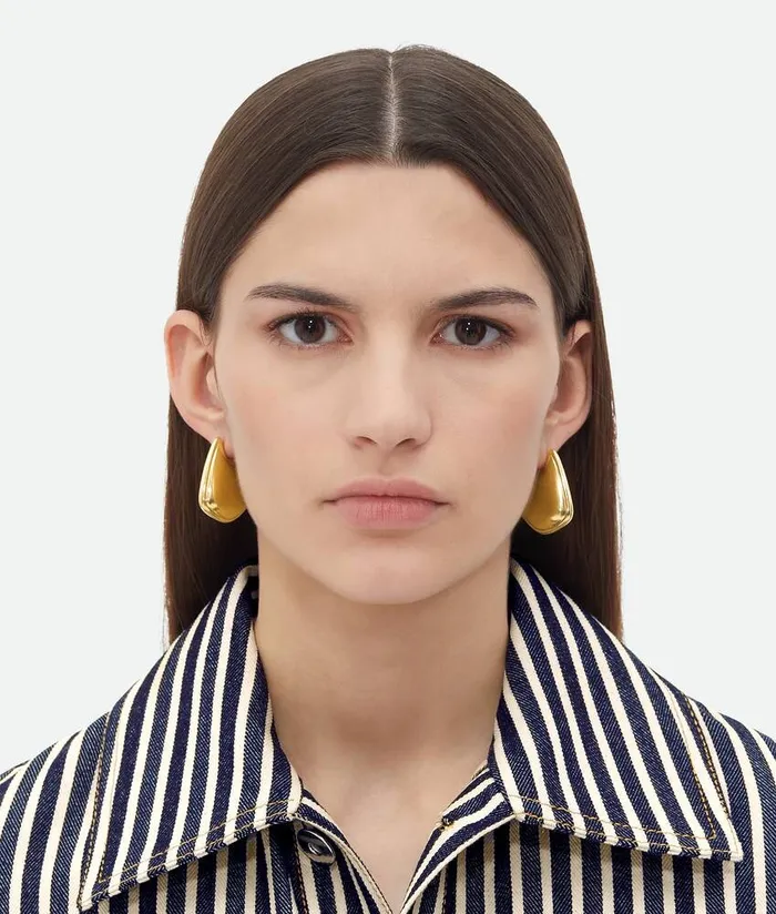 Women Bottega Veneta Earrings Small Fin Earrings Silveryellow Gold