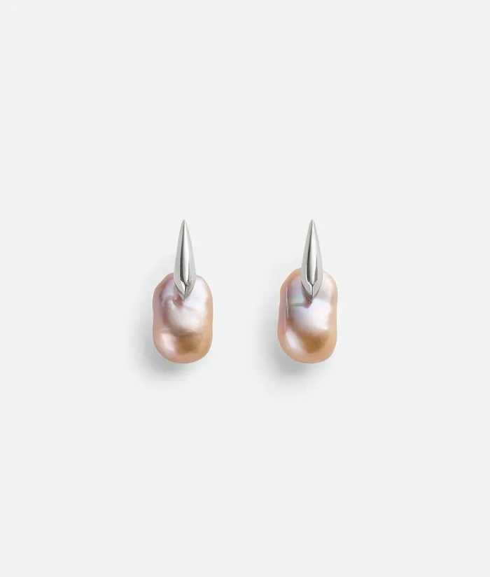 Women Bottega Veneta Earrings Small Pearl Earrings Natural Pink