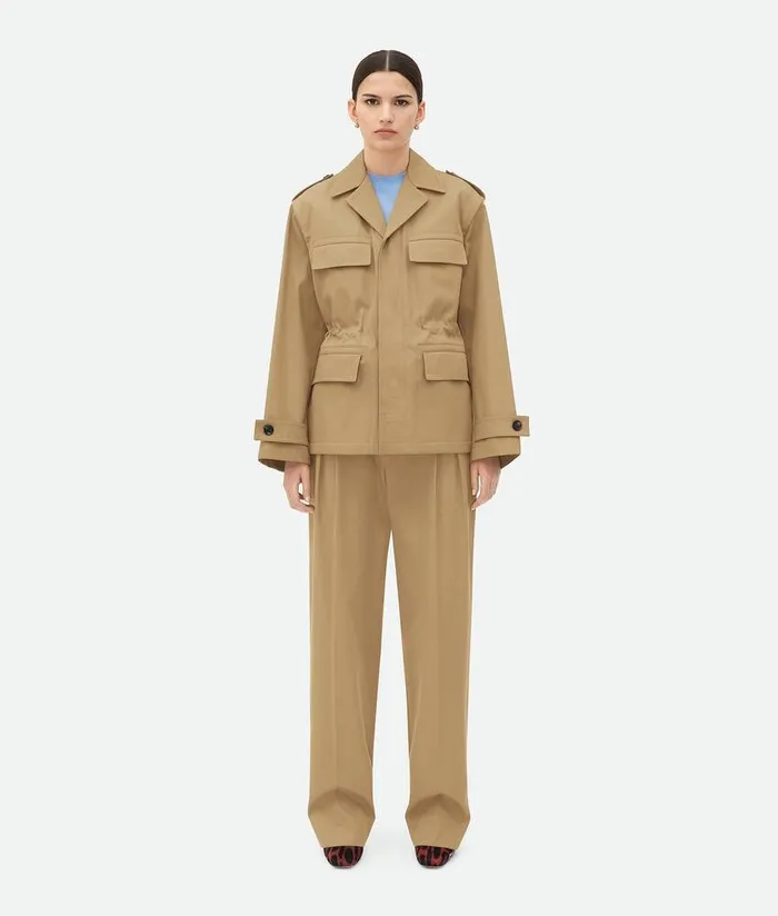 Women Bottega Veneta Jackets Cotton Twill Jacket Desert Taupe