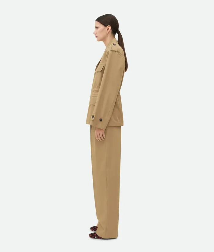 Women Bottega Veneta Jackets Cotton Twill Jacket Desert Taupe