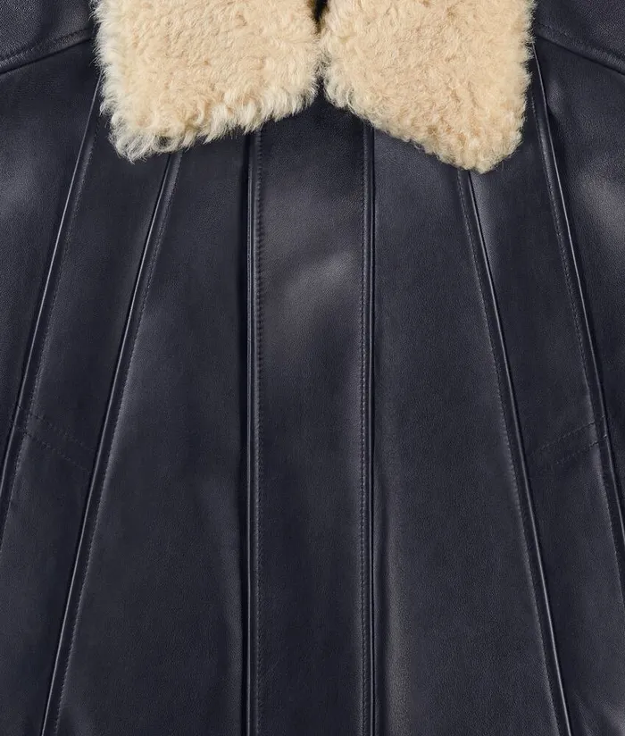 Women Bottega Veneta Jackets Leather Blouson Dark Navy