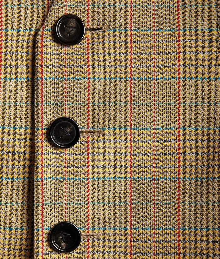Women Bottega Veneta Jackets Prince Of Wales Wool Gilet Beigeyellowblue