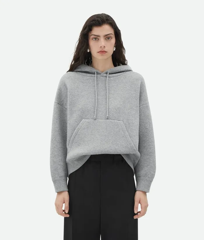 Women Bottega Veneta Knitwear Cashmere Hoodie Light Grey Melange