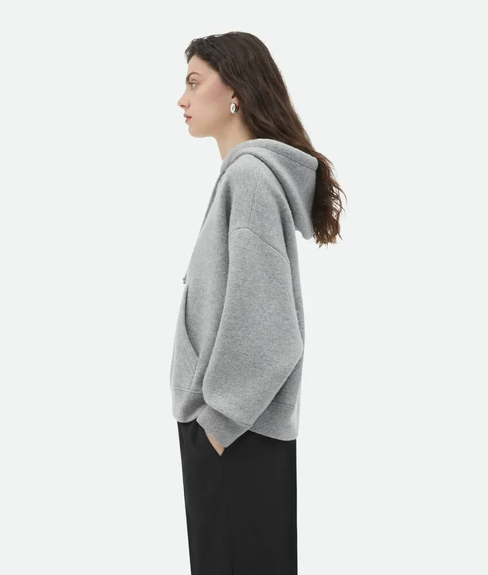 Women Bottega Veneta Knitwear Cashmere Hoodie Light Grey Melange
