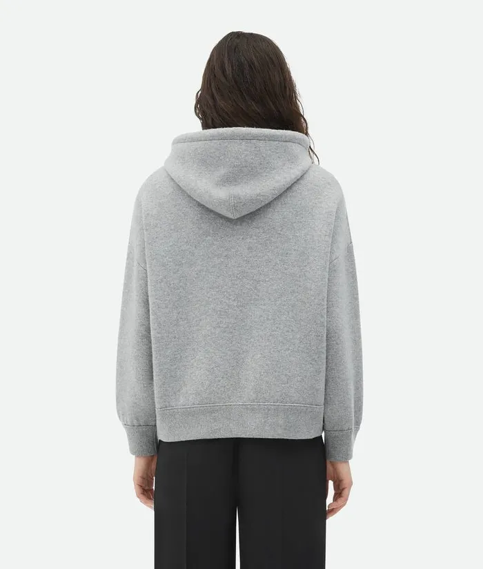Women Bottega Veneta Knitwear Cashmere Hoodie Light Grey Melange
