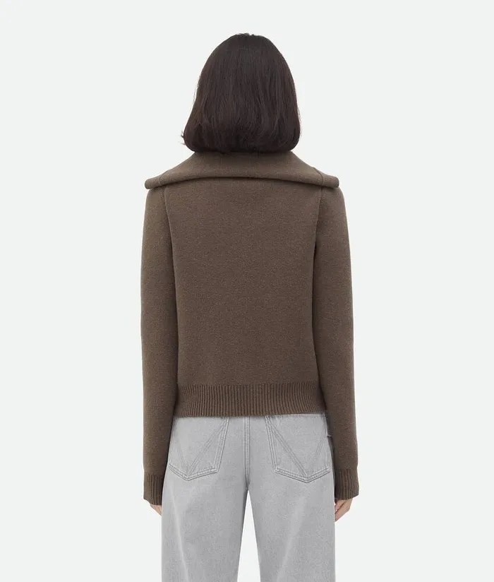 Women Bottega Veneta Knitwear Compact Wool Cardigan Chestnut Melange