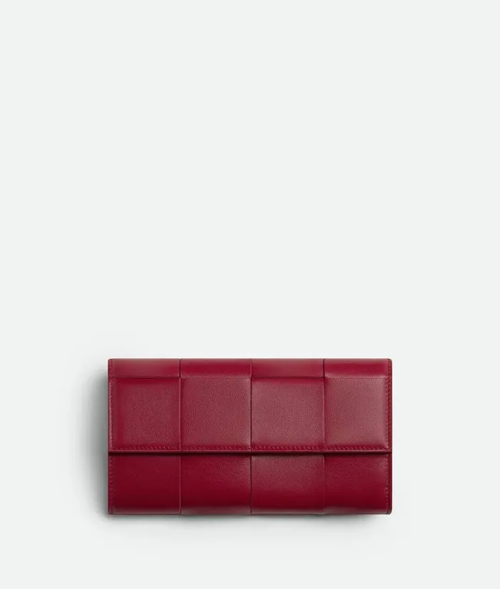 Women Bottega Veneta Long Wallets Cassette Large Flap Wallet Dark Red Bliss Washed Women Bottega Veneta Long Wallets Cassette Large Flap Wallet Dark Red Bliss Washed