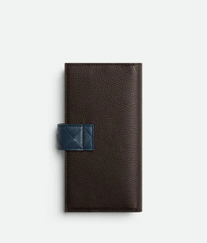 Women Bottega Veneta Long Wallets Tag Long Wallet With Zip Coin Purse Fondant Deep Blue New Sauge