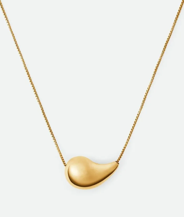 Women Bottega Veneta Necklaces Drop Pendant Necklace Yellow Gold