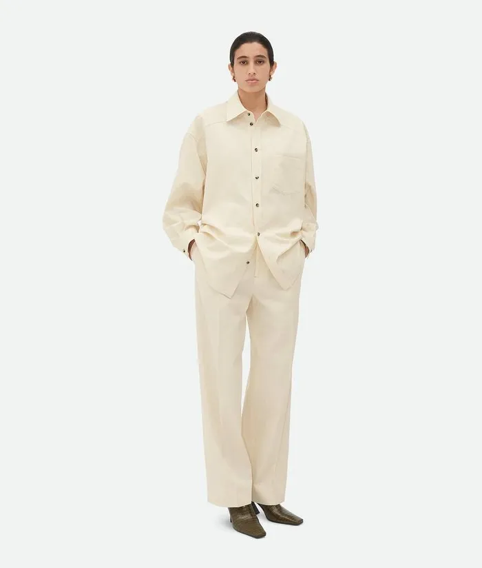 Women Bottega Veneta Shirts Cotton Poplin Shirt Toile