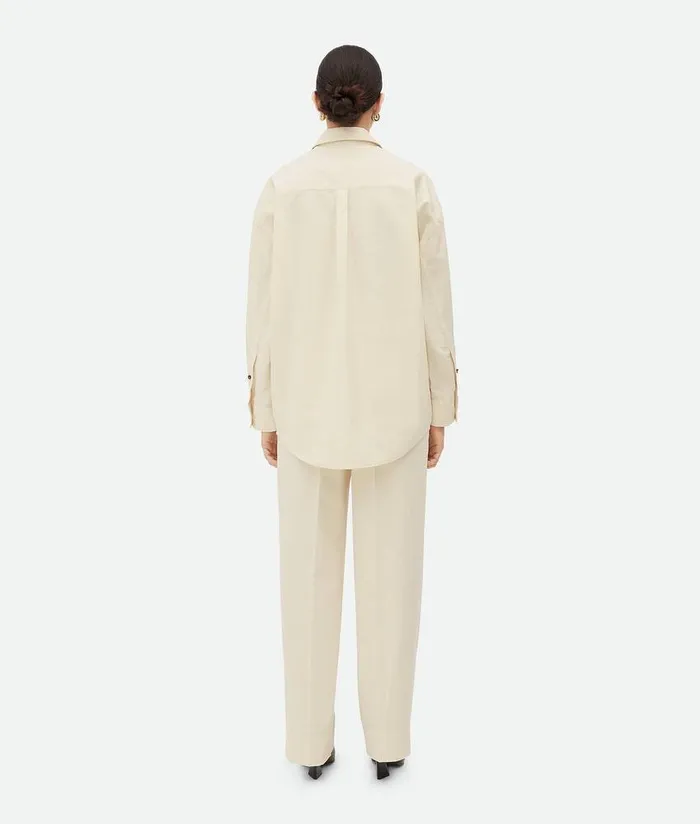 Women Bottega Veneta Shirts Cotton Poplin Shirt Toile