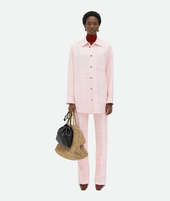 Women Bottega Veneta Shirts Notebook Viscose Shirt Pinkblue