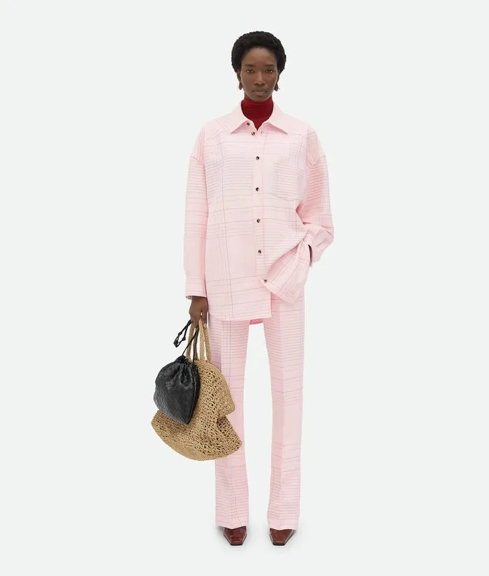 Women Bottega Veneta Shirts Notebook Viscose Shirt Pinkblue