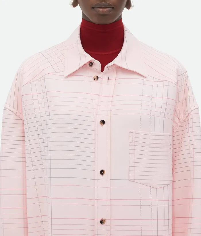 Women Bottega Veneta Shirts Notebook Viscose Shirt Pinkblue