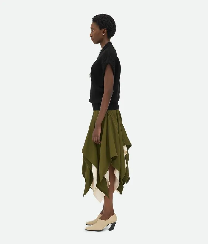 Women Bottega Veneta Skirts Viscose Double Layer Skirt Olive Oil Dove