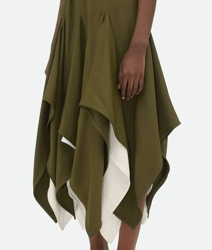 Women Bottega Veneta Skirts Viscose Double Layer Skirt Olive Oil Dove