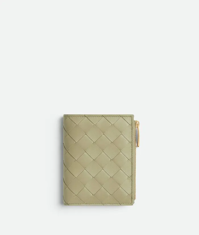 Women Bottega Veneta Small Wallets Intrecciato Small BiFold Wallet Travertine New Sauge