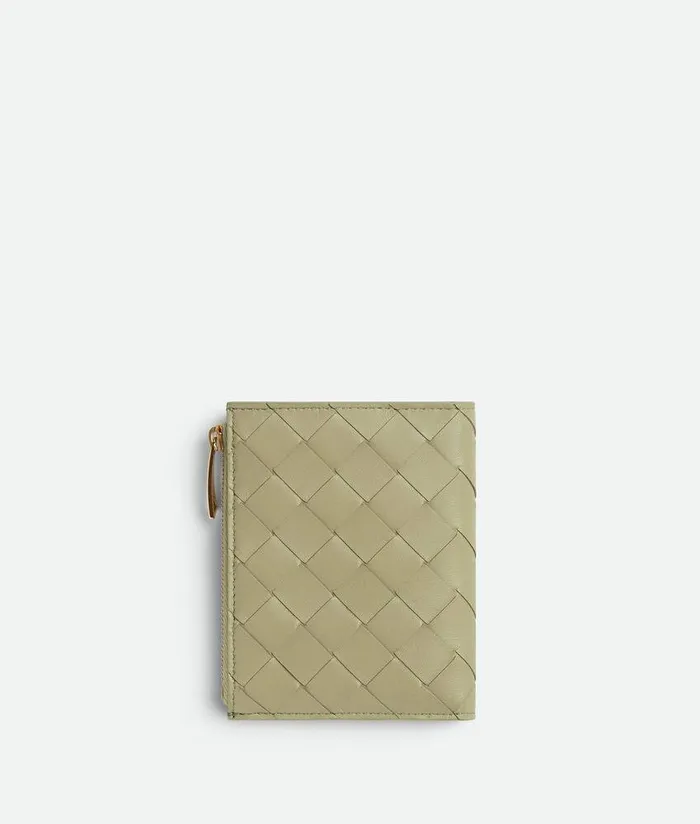 Women Bottega Veneta Small Wallets Intrecciato Small BiFold Wallet Travertine New Sauge