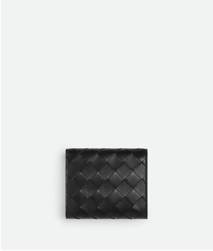 Women Bottega Veneta Small Wallets Intrecciato TriFold Wallet Black
