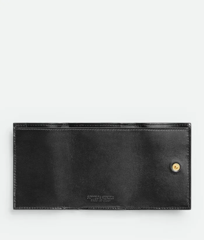 Women Bottega Veneta Small Wallets Small Intrecciato TriFold Zip Wallet Black