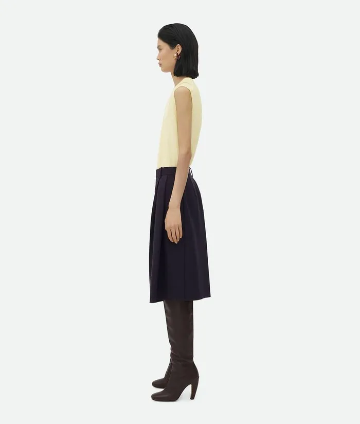 Women Bottega Veneta Trousers And Shorts Striped Wool Shorts Blackblue Melange
