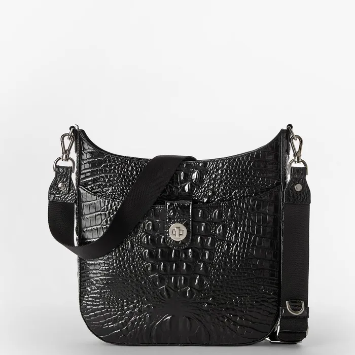 Women Brahmin Crossbodies Leia Black Melbourne Silver Hardware